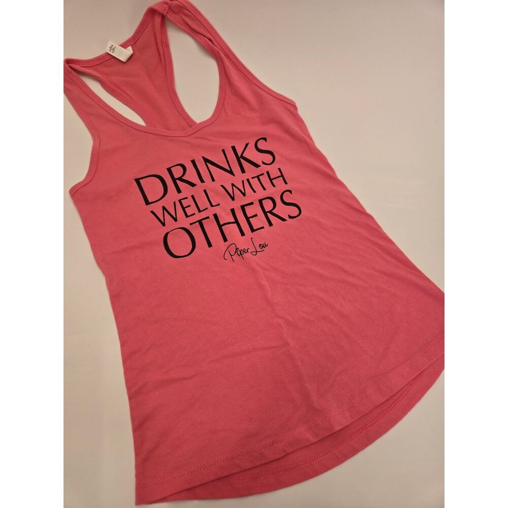 Piper Lou Drinks Well With Others Women's Small Pink Graphic Tank Top